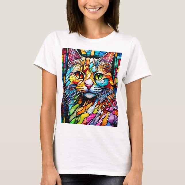 Camiseta Padrões de múltiplos cores Cat 708 (Frente)