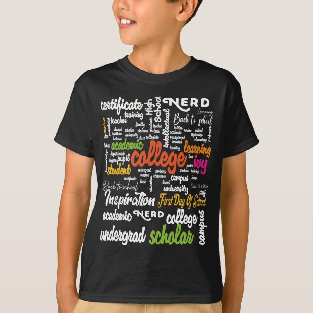 Camiseta Padrões de Nuvem do Word para Educação Universitár (Frente)