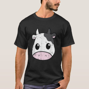 Camiseta Padrões de pele de Impressão de vaca Kawaii Face A