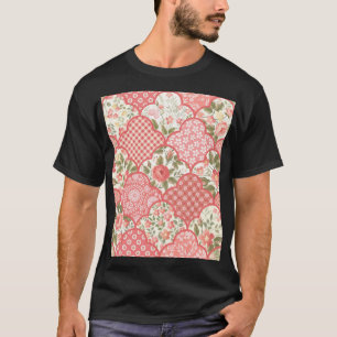 Camiseta Padrões de retalhamento de Rosas de Pastel
