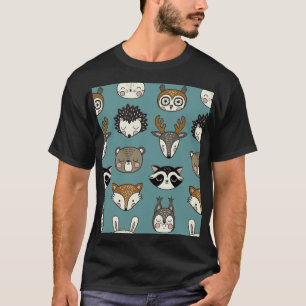 Camiseta Padrões de Vintagem de Animais da Floresta