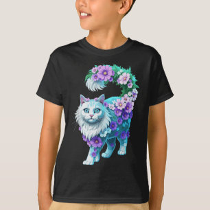 Camiseta Padrões Florais Coloridos Flores Vintage Art Cat L