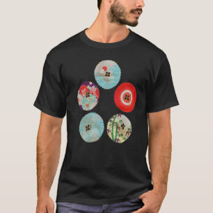 Camiseta Padrões Japoneses Tradicionais Cinco Guarda-Sol Pi