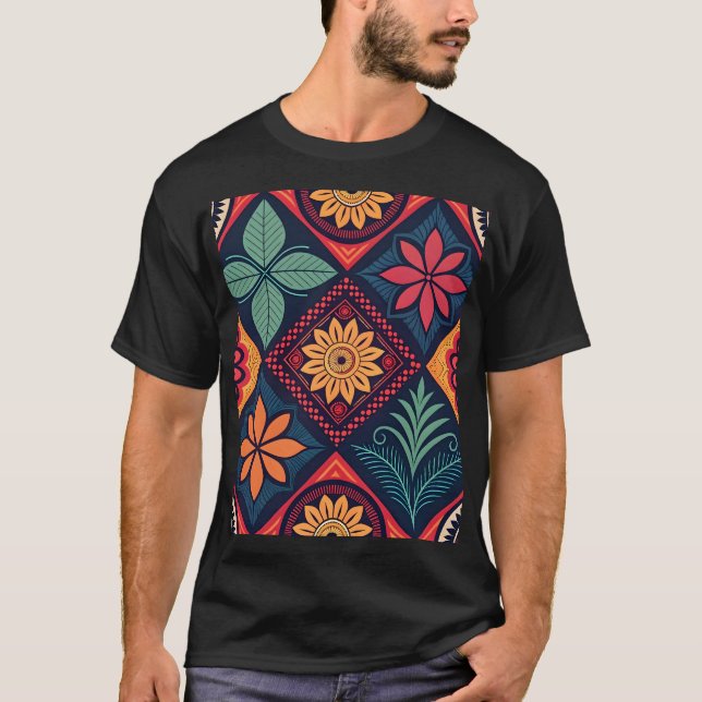Camiseta Padrões mágicos das flores (Frente)