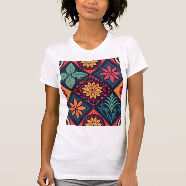 Camiseta Padrões mágicos das flores (Frente)
