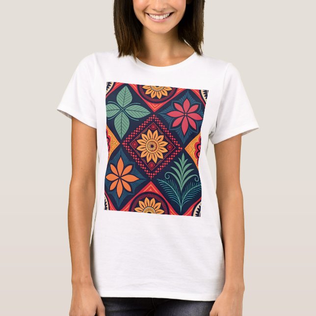Camiseta Padrões mágicos das flores (Frente)