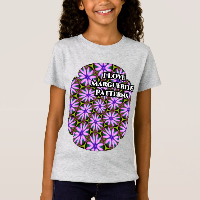 Camiseta Padrões Margueritas Roxos (Frente)