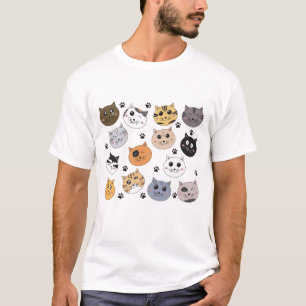 Camiseta Padrões para gatos e pata engraçados coloridos