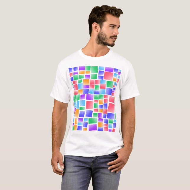 Camiseta Padrões retangulares coloridos granulados (Frente Completa)