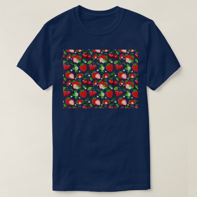 Camiseta Padrões sem costura Morango (Frente do Design)