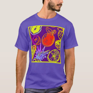Camiseta Padrões Tropicais de Frutas Neon
