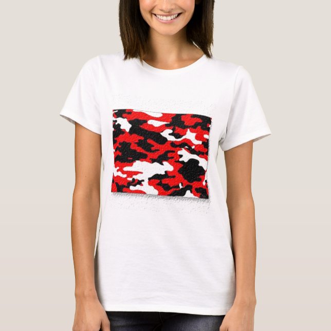 Camiseta Padrões Vermelhos de Camuflagem (Frente)
