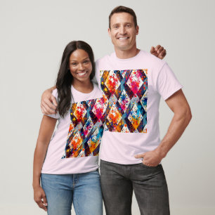 Camiseta Padrões vibrantes de Abstrato Diamante