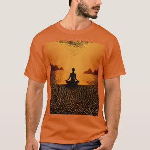 Camiseta Padrões Yoga de meio tom abstrato no coco preto: