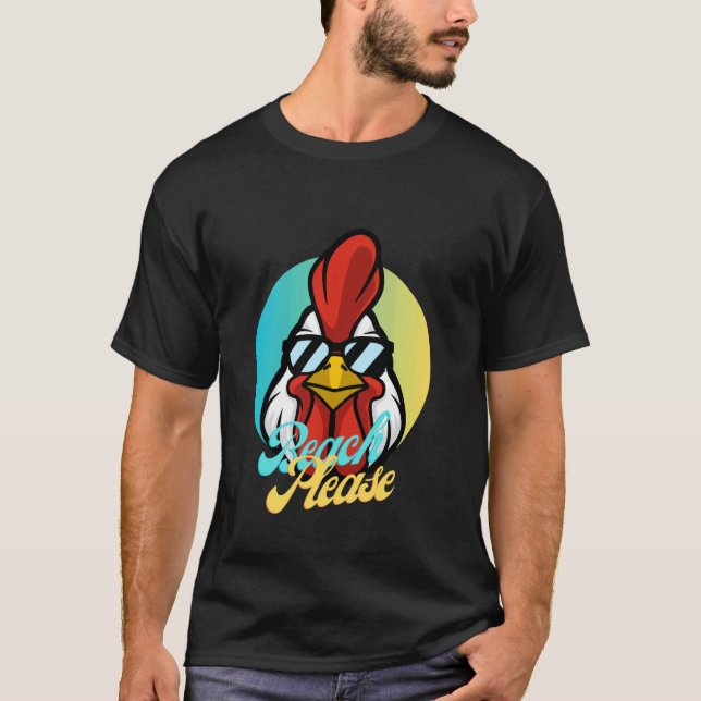 Camiseta Padronagem de Frango Engraçado, Frango de Óculos,  (Frente)