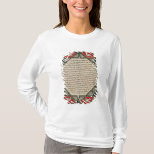 Camiseta Página de uma Bíblia Hebraica que descreve peixe