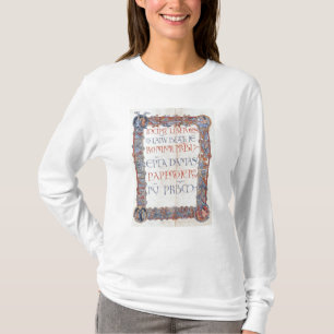 Camiseta Página do texto com uma beira floriated