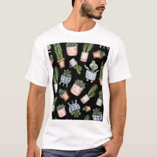 Camiseta Página inicial de aquarela Plantas negras sem cost