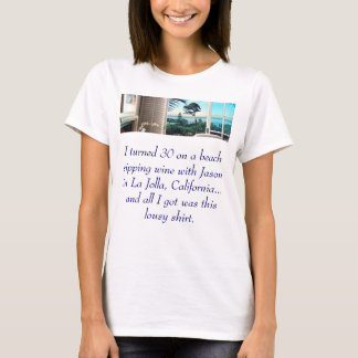 Camiseta página-lg-CRNA, eu girei 30 em uma praia que sorve