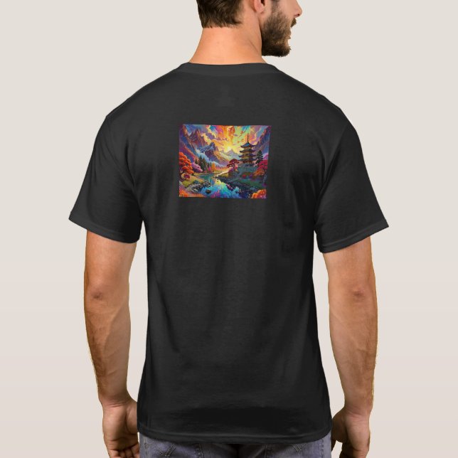 Camiseta Pagoda e Paisagem Colorida (Verso)