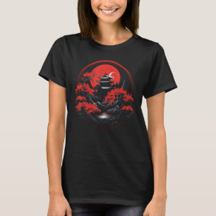 Camiseta Pagoda Monte Fuji Japão, Pagoda Sunset Art Japonês
