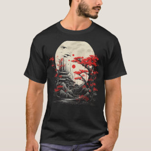 Camiseta Pagoda Monte Fuji Japão, Pagoda Sunset, Arte Japon