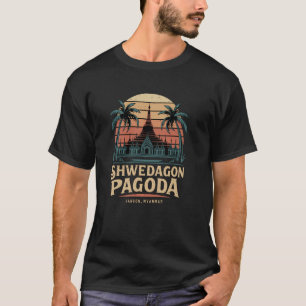 Camiseta Pagode Shwedagon Yangon Myanmar, Pôr do sol e Temp