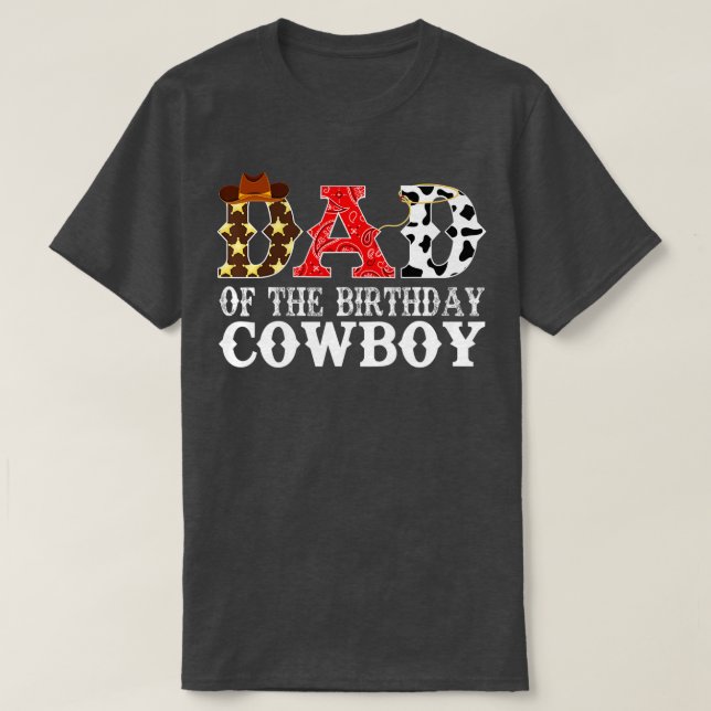 Camiseta Pai 1rua, Primeiro Aniversário, Cowboy Ocidental R (Frente do Design)