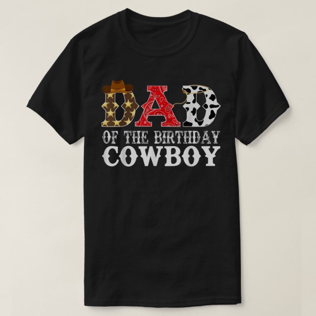 Camiseta Pai 1rua, Primeiro Aniversário, Cowboy Ocidental R (Frente do Design)