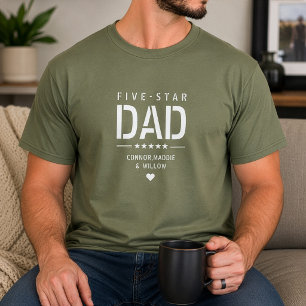 Camiseta PAI 5 ESTRELAS Moderno Texto Personalizado Dia dos
