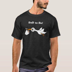 Camiseta Pai a ser, cegonha com desenhos animados do bebê