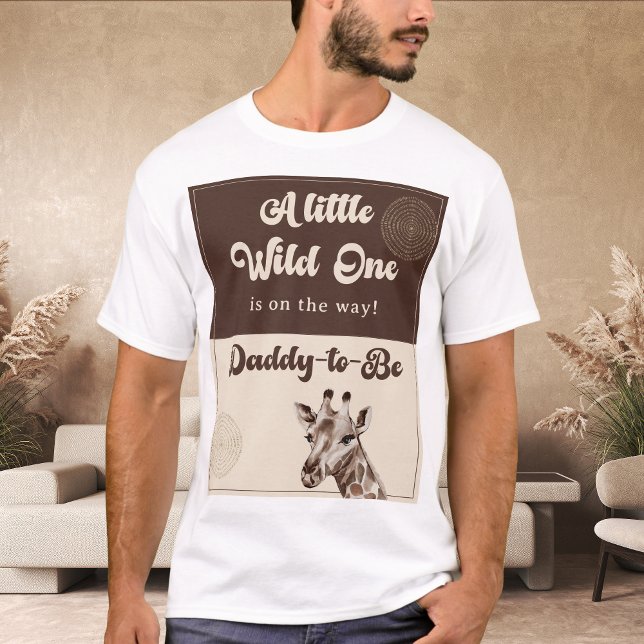 Camiseta Pai a ser Chá de fraldas Safari Giraffe (Criador carregado)
