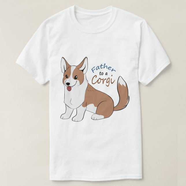 Camiseta Pai a um Corgi vermelho com uma cauda (Frente do Design)