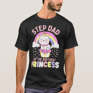 Camiseta Pai adotivo da Princesa de Aniversário Gato Fofo e