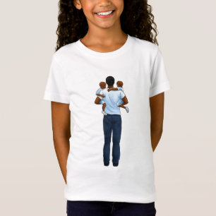 Camiseta Pai Africano-Americano e Dois Filhos