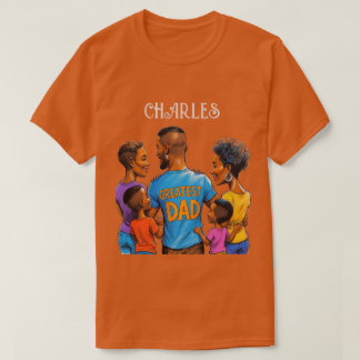 Camiseta Pai Africano com Esposa e Crianças Caricaturas