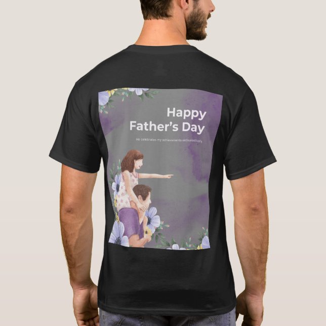 Camiseta Pai: Alimentado por café e amor (Verso)