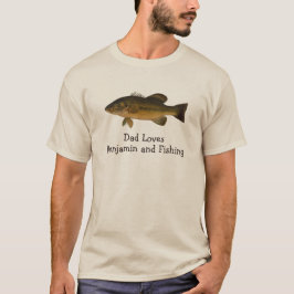 Camiseta Pai Ama o Nome da Criança e Pescando Peixe Bass