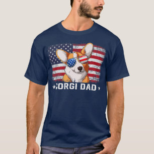 Camiseta Pai Americano de Bandeira Mens Funny Corgi1148