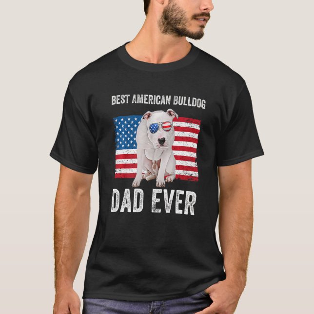 Camiseta Pai Americano de Bulldog Proprietário do Cão de Ba (Frente)