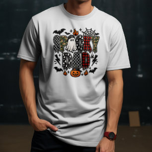 Camiseta Pai Assustador Halloween   Camuflado Xadrez Misto
