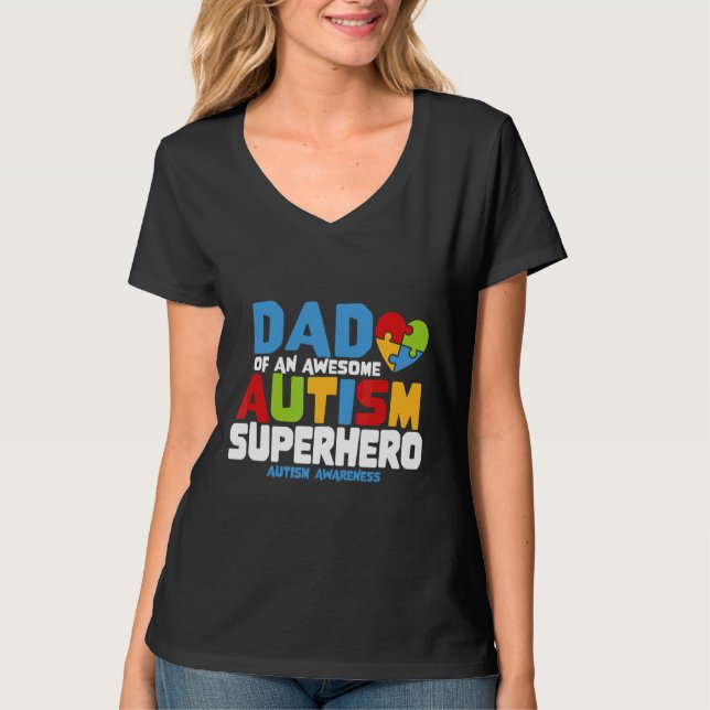 Camiseta Pai Autismo De Um Incrível Autismo Super-Herói Aut (Frente)