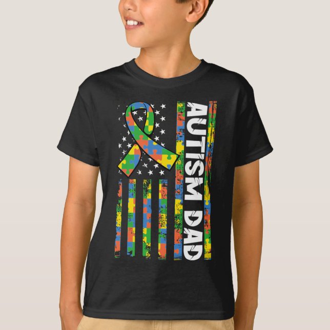 Camiseta Pai Autismo Deficiência Mês Awarene (Frente)