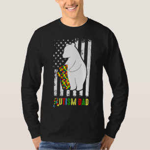 Camiseta Pai Autismo Sensibilização Bandeira Americana para