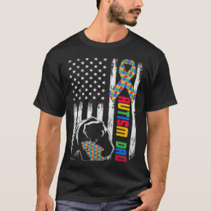 Camiseta Pai Autismo Urso Bandeira EUA Família Correspondên