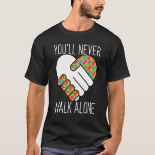 Camiseta Pai Autismo Você nunca andará sozinho Quebra-cabeç