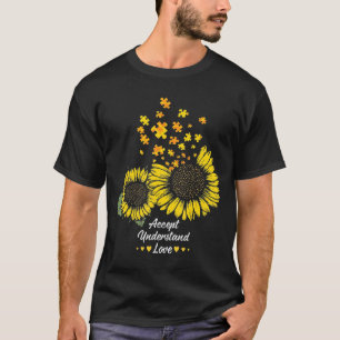 Camiseta Pai Autista Mamãe Presente Girassol Quebra-cabeç