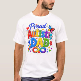 Camiseta Pai Autista Orgulhoso Colorido Aceitação do Autism