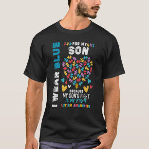 Camiseta Pai Autista Orgulhoso Eu Visto Azul para o meu Fil