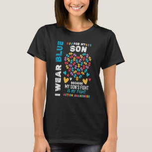 Camiseta Pai Autista Orgulhoso Eu Visto Azul para o meu Fil